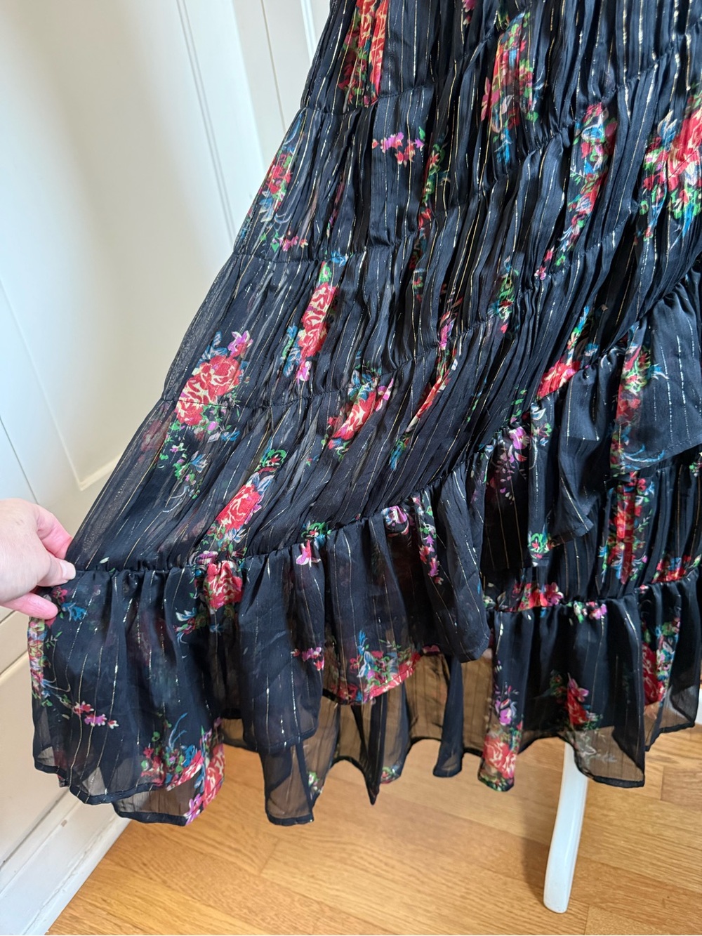 TOPSHOP Black Floral Ruffle Maxi Skirt - Picture 7 of 11